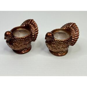 Small Turkey Planters Ceramic Thanksgiving Fall Holiday Set Of Two